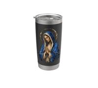 Ritratto sacro devozionale cattolico velo blu vergine maria Bicchiere termico in acciaio inox doppia parete