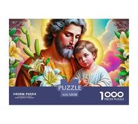 Ritratto Sacro Padre Figlio Puzzle 1000 Pezzi Gioco di Puzzle 1000 Pezzi Carta Arte Religiosa Relax Decorazione Famiglia Regalo Adulto 52x38cm/1000pcs