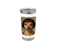 Ritratto sorridente di taglio di capelli di Bob di cane divertente Bicchiere termico in acciaio inox doppia parete