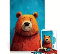 Ritratto stilizzato di orso arancione su sfondo blu - Puzzle da 1000 pezzi per adulti - Gioco di logica - Gioco al chiuso - Taglio di precisione - Regalo prezioso 38x26cm