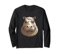 Ritratto Stilizzato di Testa Ippopotamo Maglia a Manica