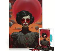 Ritratto surreale con palloncini e rosso per adulti, puzzle da 1000 pezzi, gioco di pura logica, momento di pace, taglio netto, regalo sentito 38x52cm