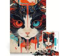 Ritratto surreale di un gatto - Puzzle da 1000 pezzi per adolescenti - Gioco di allenamento mentale - Gioco di gruppo - Taglio di precisione - Regalo per le feste 50x75cm