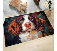 Ritratto Uno Springer Spaniel Inglese Zerbino Ingresso, 40 x 60 cm Tappeto Lavabile - Astratto Moderno Tappetino Entrata Asciugapassi Antiscivolo per Interni ed Esterni Casa e Ufficio, Marrone