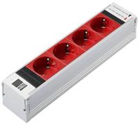 RITTAL PSM - Modulo di inserimento Schuko a 4 moduli, senza fusibile, colore: Rosso