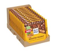 RITTER SPORT Arachidi Tostate, Tavoletta di Cioccolato al Latte con Croccanti Arachidi Tostate e Salate, Cacao 100% Certificato Sostenibile, 11 Pezzi da 100 g