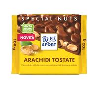 RITTER SPORT Arachidi Tostate, Tavoletta di Cioccolato al Latte con Croccanti Arachidi Tostate e Salate, Cacao 100% Certificato Sostenibile, 100 g