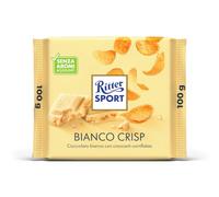RITTER SPORT Bianco Crisp, Cioccolato Bianco, 100g | Con fiocchi di mais e riso soffiato
