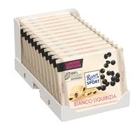 RITTER SPORT Bianco Liquirizia, Tavoletta di Cioccolato Bianco e Confetti di Cioccolato alla Liquirizia, Cacao 100% Certificato Sostenibile, 12 Pezzi da 100g