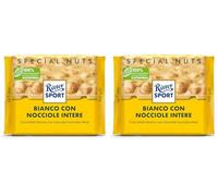 Ritter Sport Bianco Nocciole Intere Tavoletta di Cioccolato Bianco con Nocciole Intere e Riso Soffiato, 100g (Confezione da 2)