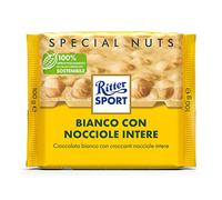 Ritter Sport Bianco Nocciole Intere Tavoletta di Cioccolato Bianco con Nocciole Intere e Riso Soffiato, 100g