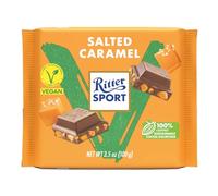 Ritter Sport Caramello Salato Vegan, Tavoletta di Cioccolato con Farina di Mandorle e Caramello Salato, Cacao 100% Certificato Sostenibile, 100 g