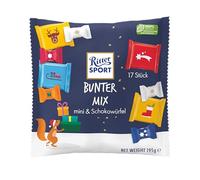 RITTER SPORT Christmas Pouch, 17 Mini Dolci di Natale, Assortimento di Cioccolatini al Latte, al Latte Ripieni e Fondenti Ripieni, 195 g