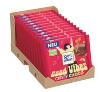 RITTER SPORT CRISPY CHOCO, Tavoletta di Cioccolato al Latte Ripieno con Crema al Cacao, Mais Tostato e Fiocchi di Riso, Cacao 100% Certificato Sostenibile, 12 Pezzi da 100 g