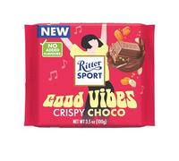 RITTER SPORT CRISPY CHOCO, Tavoletta di Cioccolato al Latte Ripieno con Crema al Cacao, Mais Tostato e Fiocchi di Riso, Cacao 100% Certificato Sostenibile, 100 g