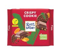 RITTER SPORT Crispy Cookie Vegan, Tavoletta di Cioccolato con Farina di Mandorle, Cacao, Cornflakes e Biscotto, 100 g