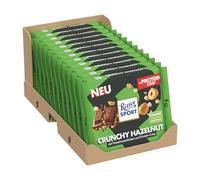 RITTER SPORT Crunchy Hazelnut, Tavoletta di Cioccolato al Latte con Nocciole in Pezzi e Crisp di Proteine, 12 Pezzi x 75g