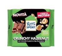 RITTER SPORT Crunchy Hazelnut, Tavoletta di Cioccolato al Latte con Nocciole in Pezzi e Crisp di Proteine, 75g