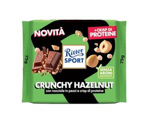 RITTER SPORT Crunchy Hazelnut, Tavoletta di Cioccolato al Latte con Nocciole in Pezzi e Crisp di Proteine, 75g
