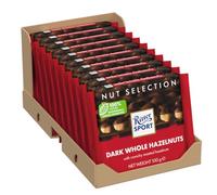 RITTER SPORT Fondente Nocciole Intere, Tavoletta di Cioccolato Fondente Con Nocciole Intere, Cacao 100% Certificato Sostenibile, 10 Pezzi da 100 g