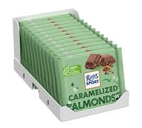 RITTER SPORT Mandorle Caramellate, Tavoletta di Cioccolato Al Latte Extra Con Mandorle Spezzate Caramellata, Cacao 100% Certificato Sostenibile, 12 Pezzi da 100g