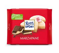 RITTER SPORT Marzapane, Tavoletta di Cioccolato Fondente Ripieno Con Marzapane, Morbida Pasta di Mandorle e Croccante Cioccolato, Cacao 100% Certificato Sostenibile, 100 g (Confezione da 6)