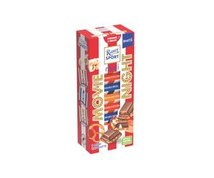 RITTER SPORT - Mini Tower Movie Night, 9 Mini Tavolette, 150g | 3 gusti, Caramel Popcorn e Pretzel, Double Caramel Crunch, senza aromi aggiunti