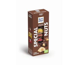RITTER SPORT Mini Tower Special Nuts, Mix Cioccolatini, 3 Gusti, Cioccolato al Latte Extra Con Nocciole, Cioccolato Fondente Con Nocciole, Cioccolato Bianco Con Nocciole, 7 Pezzi, 116g