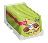 Ritter Sport Pistacchio, Tavoletta di Cioccolato al Latte con Pistacchi Tostati e Salati, Cacao 100% Certificato Sostenibile, 12 Pezzi x 100g
