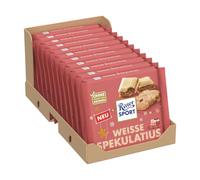 RITTER SPORT White Speculoos, Tavoletta di Cioccolato Bianco con Ripieno Cremoso di Biscotto Speculoos, Cacao 100% Certificato Sostenibile, 11 Pezzi da 100 g