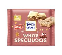 RITTER SPORT White Speculoos, Tavoletta di Cioccolato Bianco con Ripieno Cremoso di Biscotto Speculoos, Cacao 100% Certificato Sostenibile, 100 g