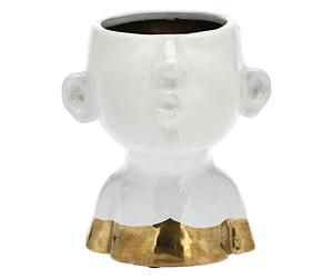 rituali domestici - Cachepot di Colore Oro in Formato M - Arredo Casa, Cachepot - Linea Eiofischio - Idea Regalo - Stoneware - 15,5x15xh17 cm