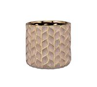 RITUALI Domestici - KINTSUGI Cachepot Bianco Oro L, 20x20x17h cm, Collezione in gres