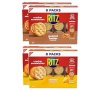 RITZ Cracker per sandwich al burro di arachidi, snack e formaggio, confezione varia, 32 confezioni di snack (6 cracker per confezione)
