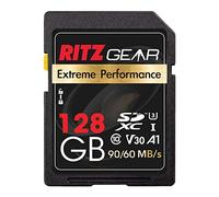 Ritz Gear Scheda di memoria SD | Scheda di memoria SDXC V30 UHS-I classe 10 da 128 GB | Velocità di lettura/scrittura 90/60 MB/s per fotocamere DSLR e 3D, video HD 4K,