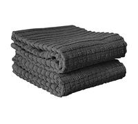 Ritz Royale Collection Check Kitchen Towel Set, Nero, Pezzi Solido Graphite