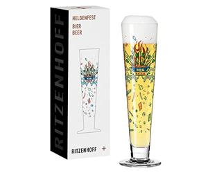 Ritzenhoff 1011014 Bicchiere da birra 330 ml - Serie Heldenfest, motivo n. 14 - BBQ e birra - rotondo, multicolore - Made in Germany
