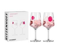 RITZENHOFF 3461007 Set di 2 bicchieri da aperitivo Sprizz da 500 ml - Serie Sommersonett No. 7 con motivo asiatico rosa - Made in Germany
