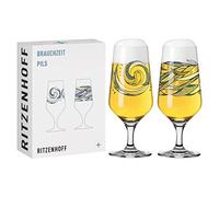 RITZENHOFF 3471002 Bicchiere da birra 300 ml - Set di 2 - Serie Brauchzeit, motivo n. 2 - Acqua, multicolore - Made in Germany