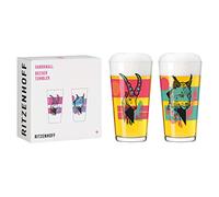 Ritzenhoff 3491003 Tazza 400 ml - Set di 2 - Serie Farbknall Set No. 3-2 pezzi con illustrazione di animali - Made in Germany