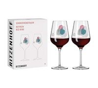 RITZENHOFF Sogno Estivo #1 Set di Bicchieri da Vino, 500 milliliters, Glass, Blu/Grigio/Rosso