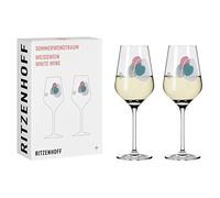 RITZENHOFF 3611001 - Calici da vino bianco, 300 ml, serie Sommerwendtraum Set n. 1, 2 pezzi con cerchi ad acquerello, made in Germany