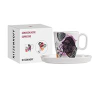 RITZENHOFF 3721002 Tazza da caffè espresso 95 ml - Serie Genussklasse No. 2 - Set con piattino, in porcellana - Pezzo di design