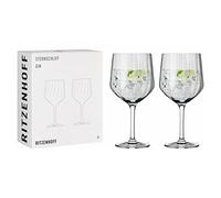 RITZENHOFF 3761001 Bicchiere da gin 700 ml, serie Star n. 2, set da 2 con linea goffrata, trasparente, prodotto in Germania