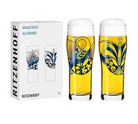 RITZENHOFF 3781004 Bicchiere universale da 600 ml - Serie Brauchzeit n. 4-2 pezzi con motivo coordinato - Made in Germany