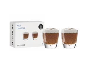 RITZENHOFF 3992002 - Set di 2 bicchieri da cappuccino, 200 ml, con struttura fine, per caffè, cacao, latte, made in Germany