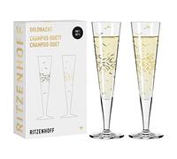 RITZENHOFF 6031003 - Bicchiere da champagne 200 ml, serie Goldnacht Duett 2022, 2 pezzi di design con vero oro, made in Germany, oro, nero