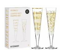 RITZENHOFF 6031006 Bicchiere da champagne 200 ml - Serie Goldnacht Duett Best of 2022-2 pezzi con oro vero - Made in Germany