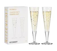 RITZENHOFF 6031008 - Bicchiere da champagne da 200 ml, serie Goldnacht, 2 pezzi, in vero oro, made in Germany
