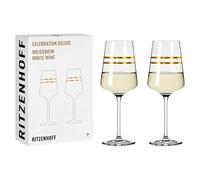 Ritzenhoff 6141002 Bicchiere da vino bianco 400 ml - Serie Celebration Deluxe Set No. 2-2 pezzi con oro vero - Made in Germany